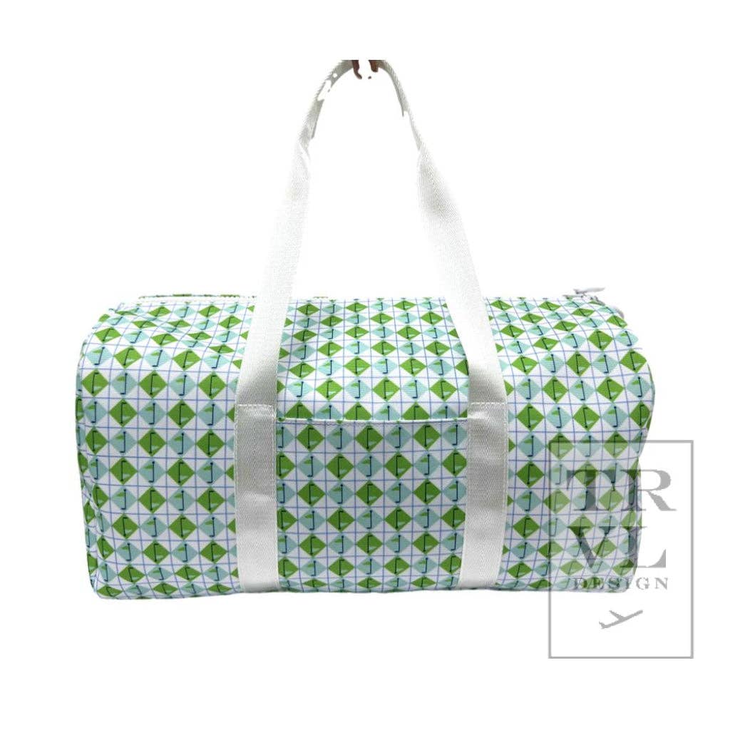 TRVL Tee Time Aqua Green Diamond Weekender Bag: Tee Time Aqua Green Diamond