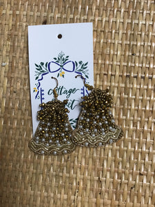 Gold Beaded Bells Earrings