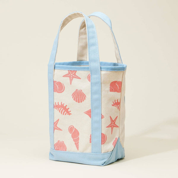 Canvas Tote Bag with Seashell Print: Pink