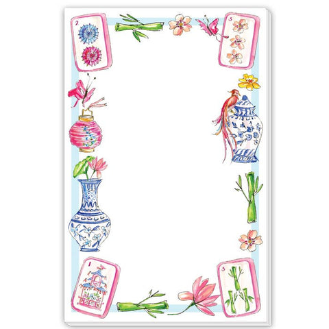 Hand Painted Mahjong Icons Border Large Notepad
