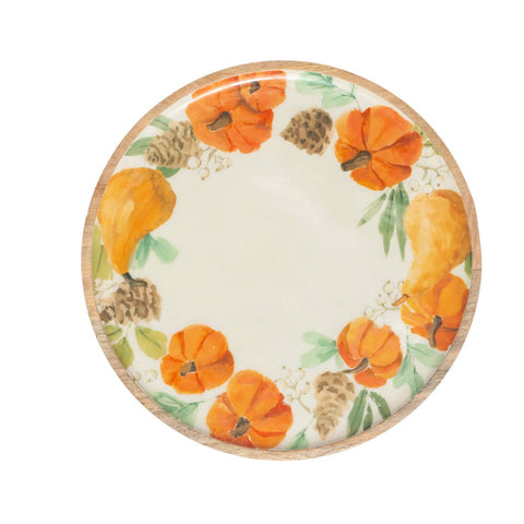 Harvest 14" Round Mango Wood Platter Fall