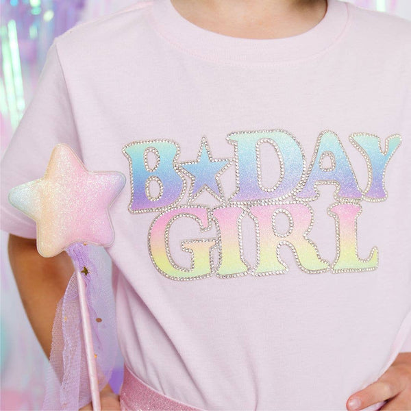 Pastel Rainbow BDay Girl Patch Short Sleeve T-Shirt