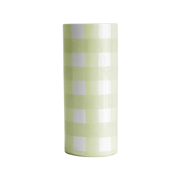 Gingham Column Vase: Sea Glass