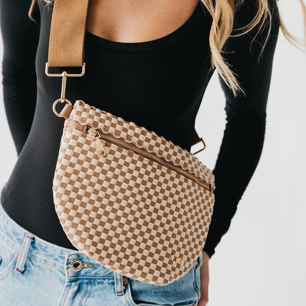 Westlyn Woven Bum Bag Checkered Tan