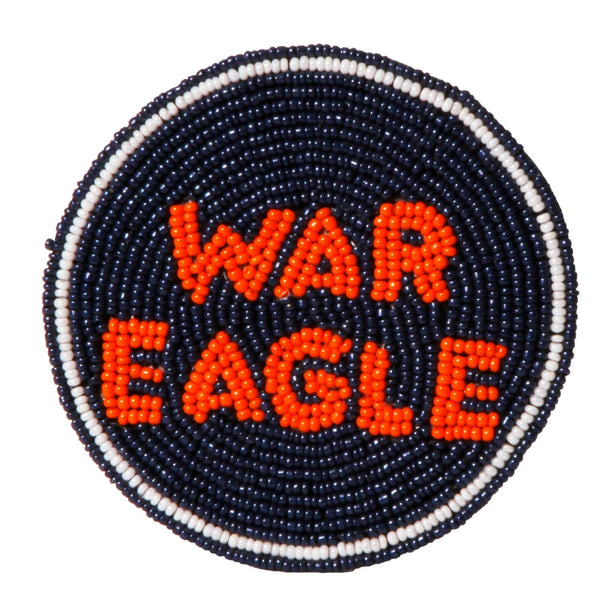 Auburn War Eagle Beaded Button in Navy and Orange by Desden