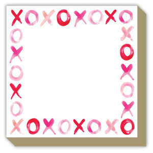 Handpainted X's and O's Red and Pink Luxe Notepad