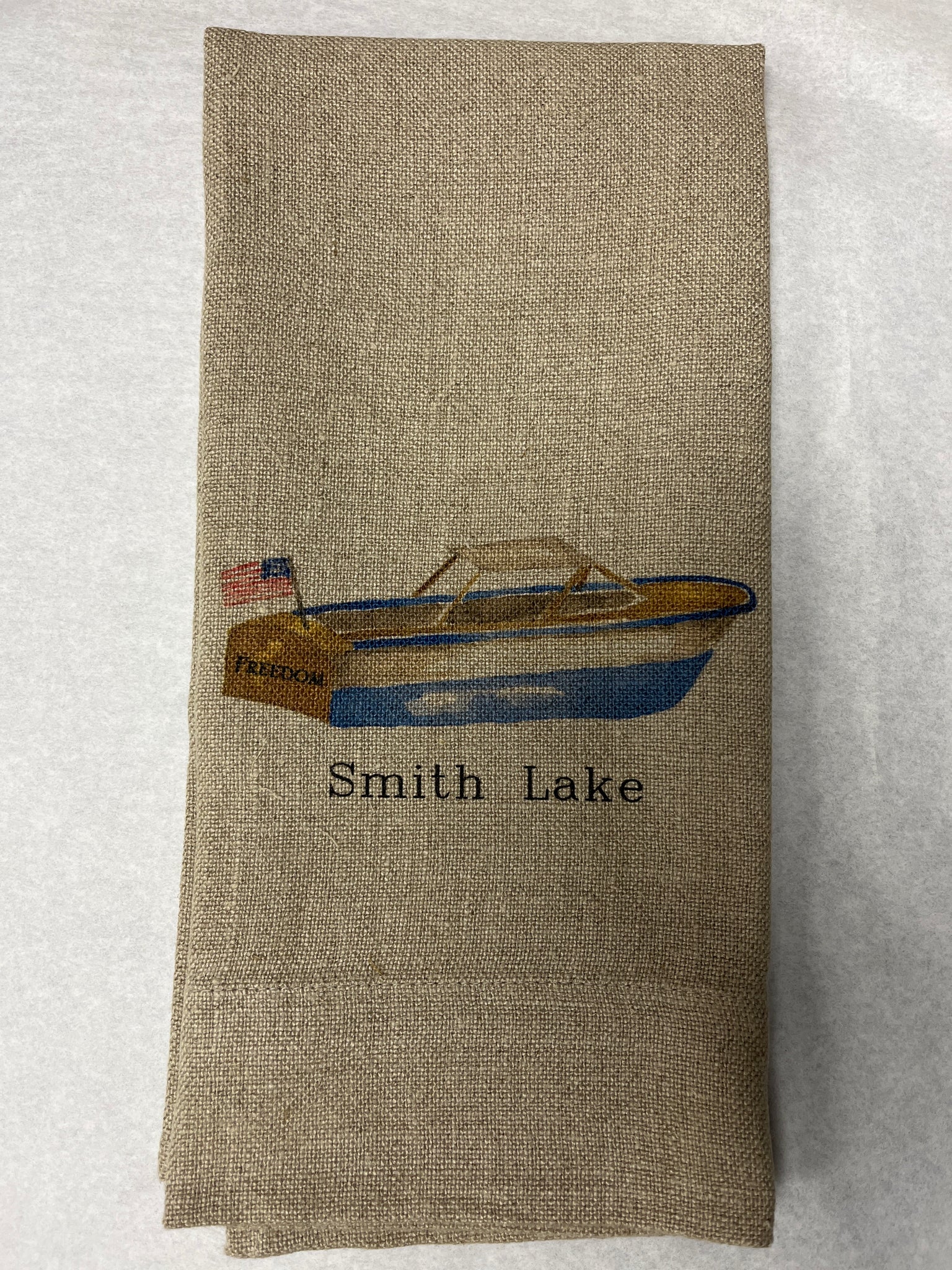 Blue Freedom Boat with Location: Natural Guest Towel / Smith Lake