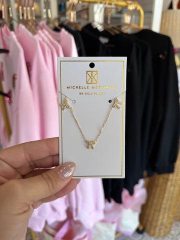 Michelle McDowell Clear Holiday Bow Necklace