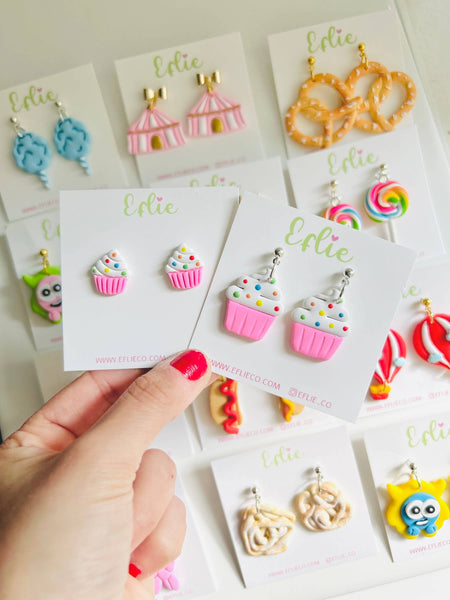 Rainbow Sprinkle Cupcake Stud Earrings for Foodies & Gifts: Studs