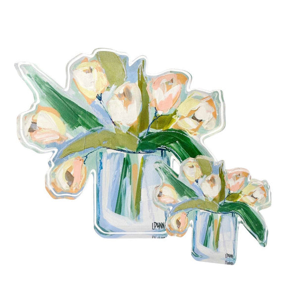 White Tulips Acrylic Bloom Block LARGE: Large Acrylic Block