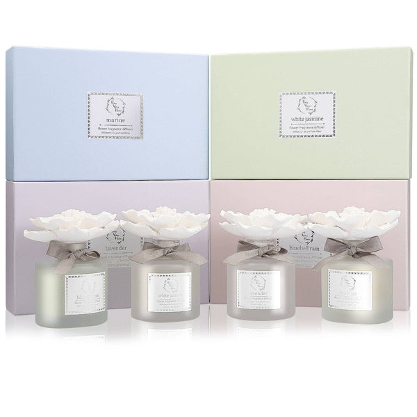 Marigold Ceramic Flower Diffuser Gift Set - White Jasmine
