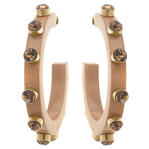 Renee Resin and Rhinestone Hoop Earrings: Navy