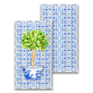 Blue and White Bowl with Lemon Tree Guest Towel