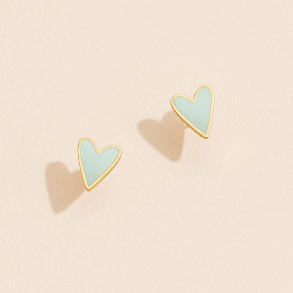 Blush Heart 18K Gold Dip Stud Earrings