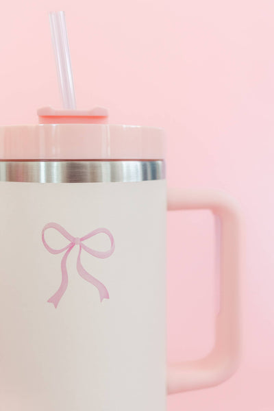 Cream & Pink Bow 40oz Tumbler