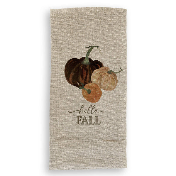 Mocha Pumpkins with Hello Fall: Dishtowel / -