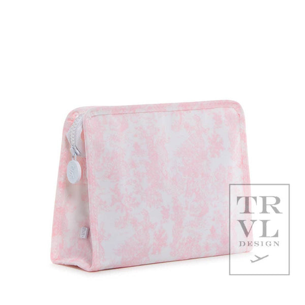 Roadie Medium - Bunny Toile Pink Zip Pouch *new!: Bunny Toile Pink