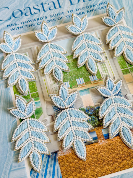Lilly Raffia  Earrings | White & Carolina Blue
