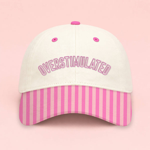 Custom Homewood Embroidered Hat | Pink Stripes: Bold Outline / Rainbow