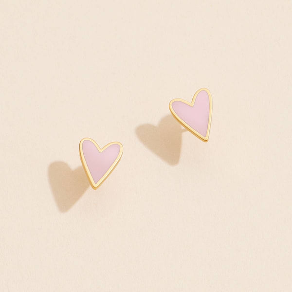 Blush Heart 18K Gold Dip Stud Earrings