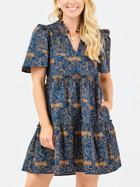 Ivy Mini Dress in Auburn Toile