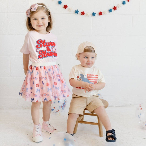 Stars and Stripes Patch Short Sleeve T-Shirt -
