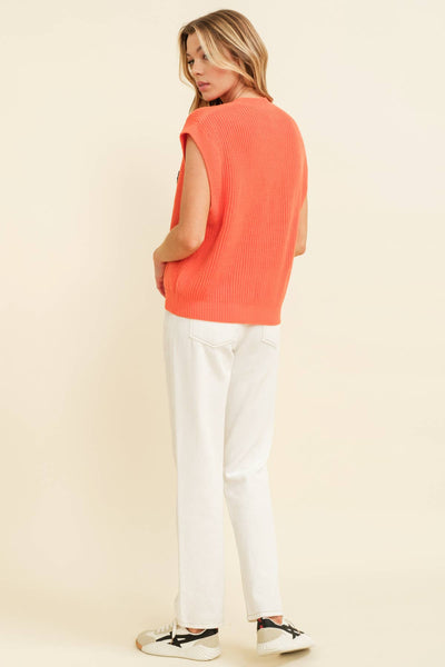 'TIGERS" EMBROIDERED SLEEVELESS SWEATER TOP
