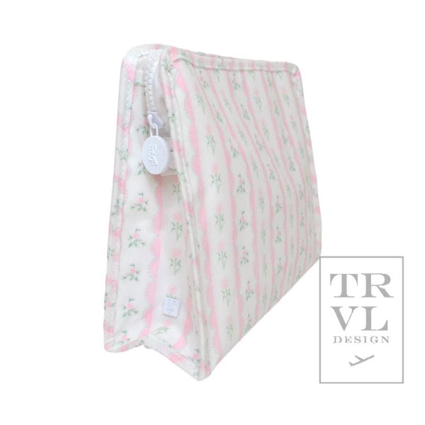 Roadie Large - Ribbon Floral Pink Zip Pouch