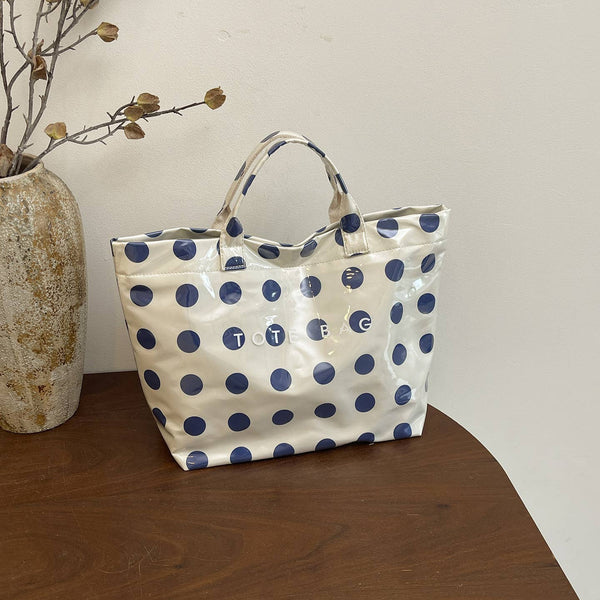 Dot Tote Bag for Women Large Plastic Waterproof Bags: Blue