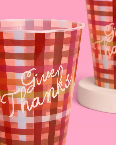 Give Thanks Plaid Cups | thanksgiving, fall, drinkware