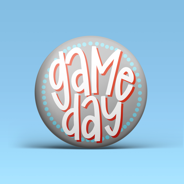 Blue & Red Game Day Polka Dots Buttons | Game Day Pins: BLUE BACKGROUND