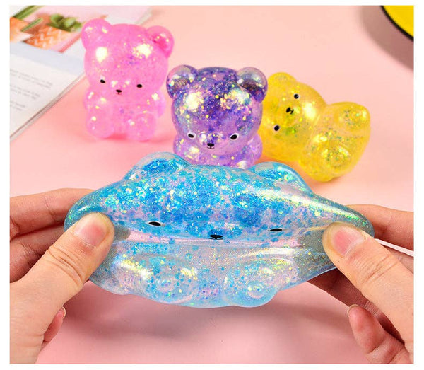 Cartoon Sequin Bear Squishy Toy