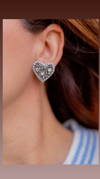 Sweetheart Stud Earrings | Silver