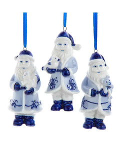 Porcelain Delft Blue Santa Ornament