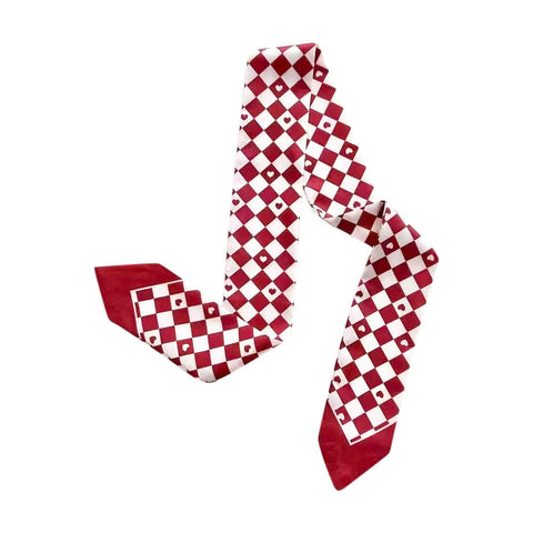 Knotted Crimson Printed Scarf Necklace
