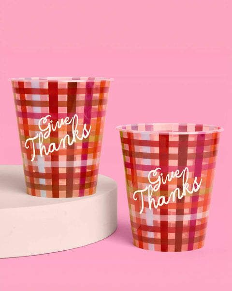 Give Thanks Plaid Cups | thanksgiving, fall, drinkware