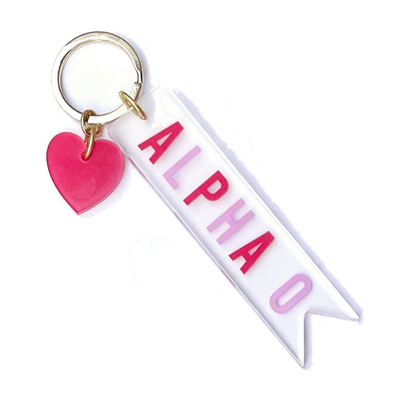 Sorority & Greek Acrylic Heart Keychain: Phi Mu