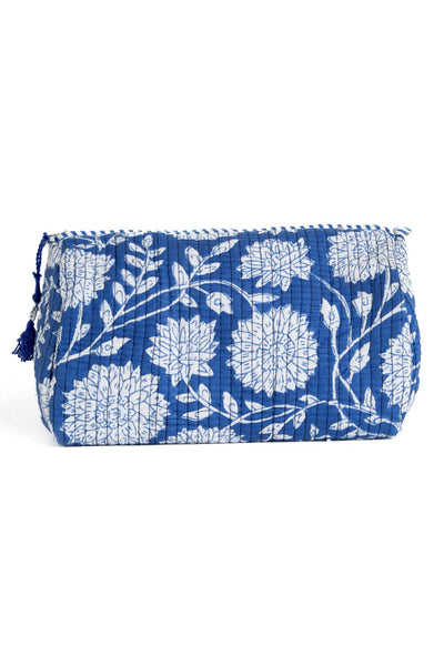 Quilted Makeup/Toiletry Bag - Blue