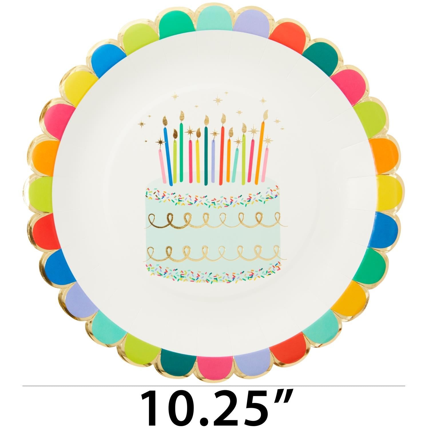 Sprinkle Birthday Scalloped Edge Dinner Plates