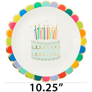 Sprinkle Birthday Scalloped Edge Dinner Plates