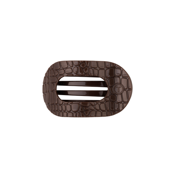 Brown Crocodile | Small | Flat Round Hair Clip