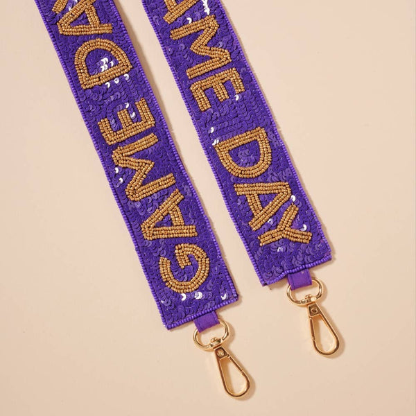 Game Day Seed Beaded Bag Strap: Orange/Navy