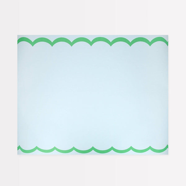 Scalloped Edge Blue Green Table Runner
