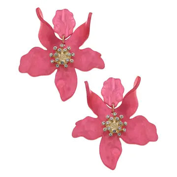 PInk Resin Flower Earrings