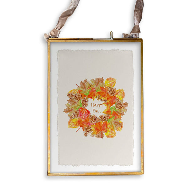 Fall Leaf Wreath with Happy Fall: Notecard / -