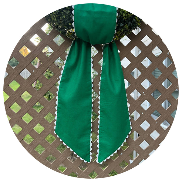 Custom Linen Sashes with Trim : Red with White trim 54"
