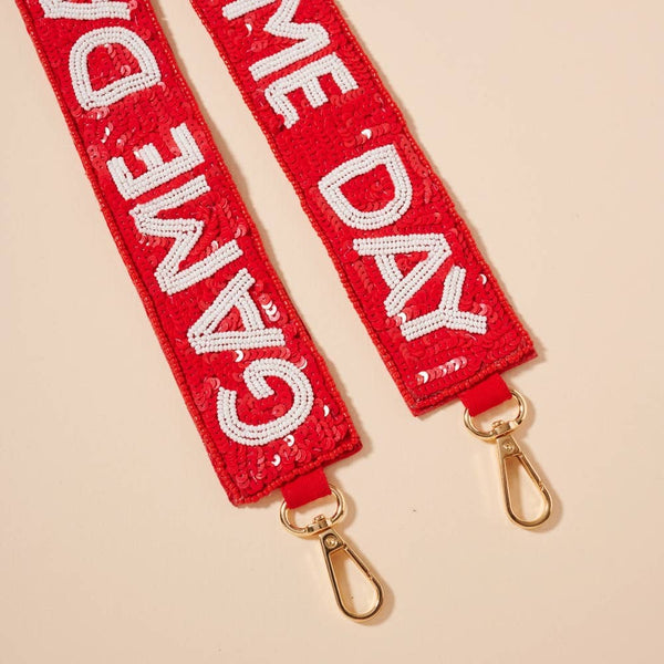 Game Day Seed Beaded Bag Strap: Orange/Navy