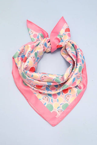 FRUIT PRINT SILKY FEEL BANDANA SCARF