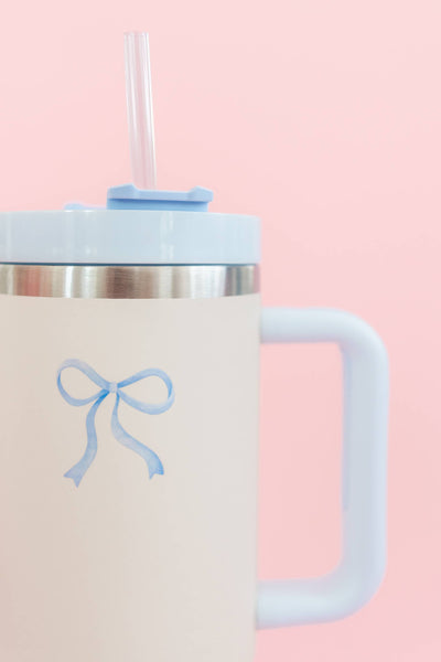 Cream & Blue Bow 40oz Tumbler