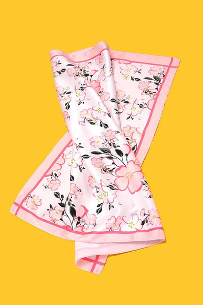 FLOWER LEAF SILKY FEEL BANDANA SCARFF